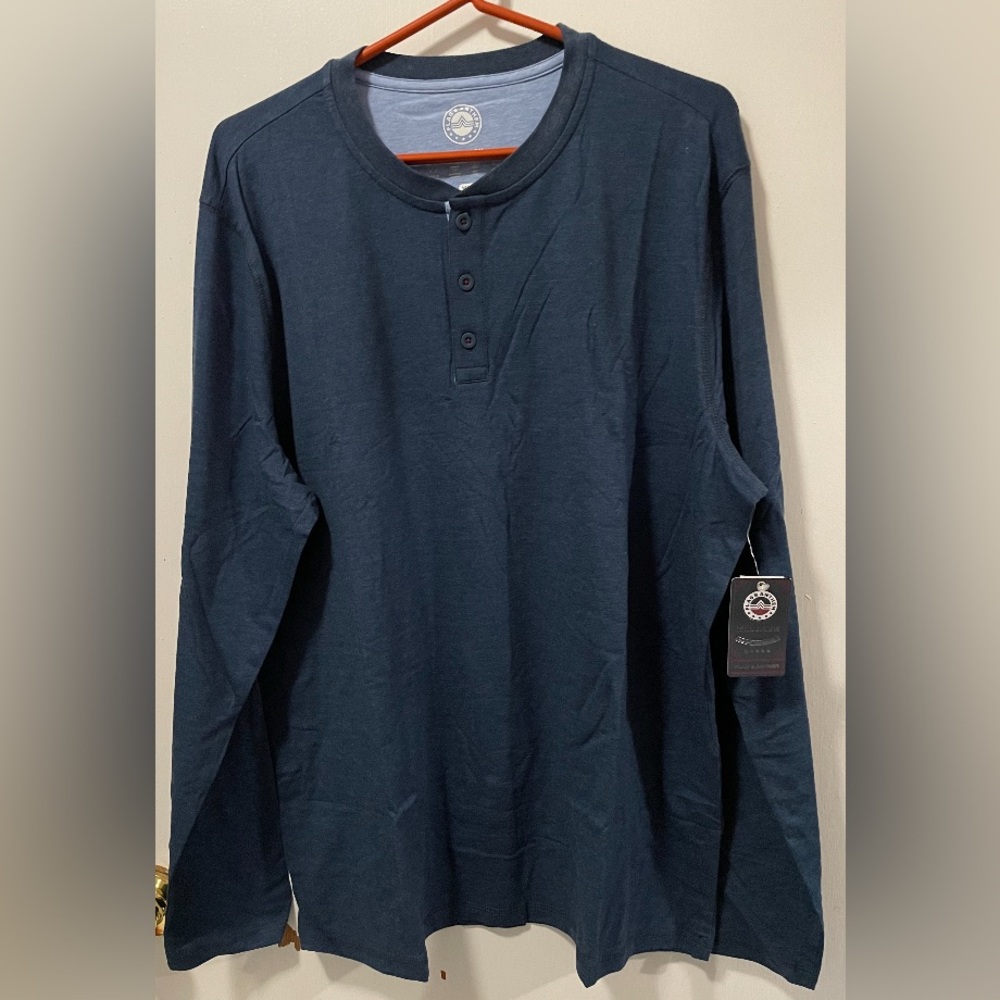 Flag & Anthem MadeFlex Men's Long Sleeve Henley Shirt Navy Heather Size XL NWT
